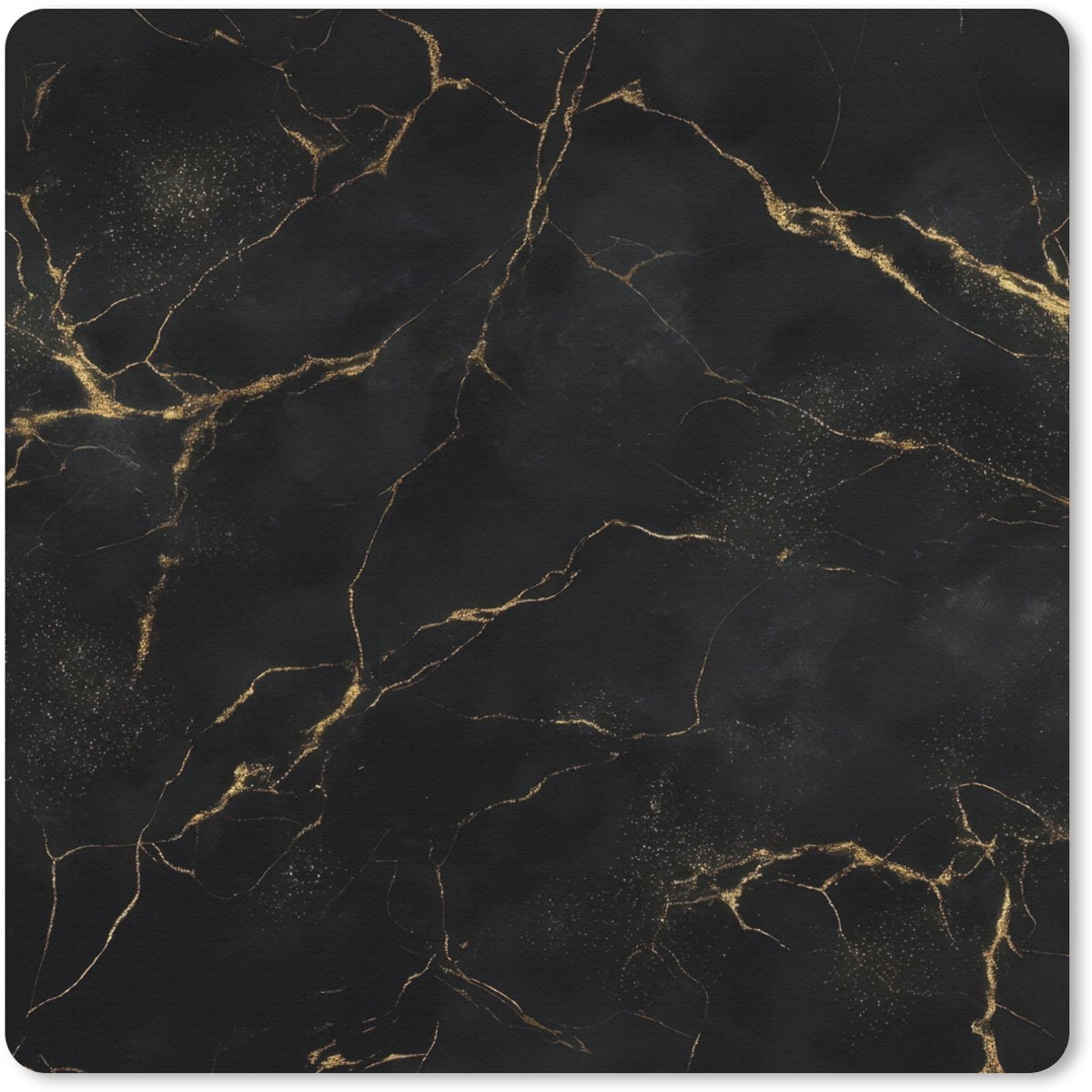 Muismat 20x20 cm - Mousepad Zwart marmer - Gouden aders - Klassiek - Muismatten