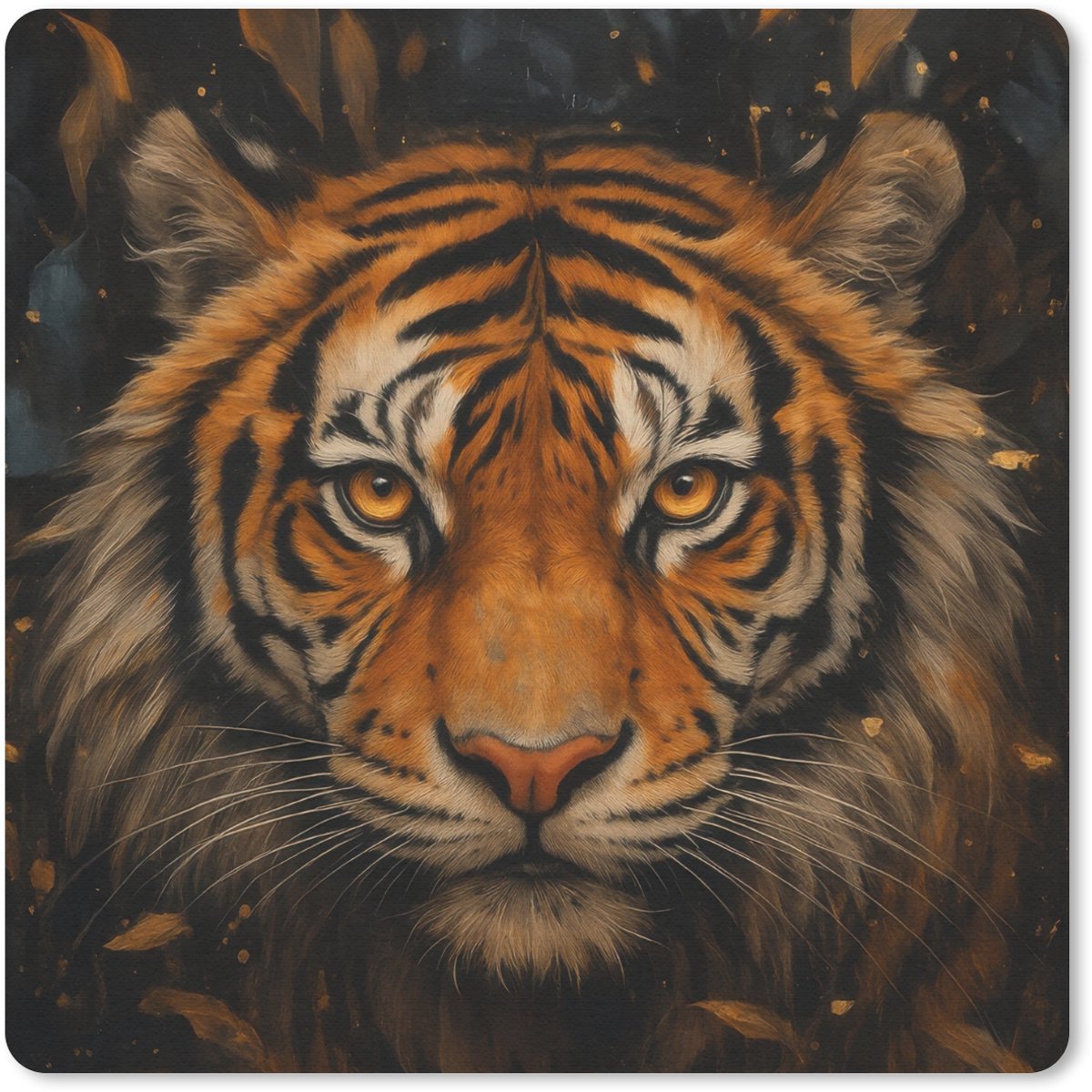 Muismat 20x20 cm - Mousepad Bladeren - Tijger - Oranje - Muismatten