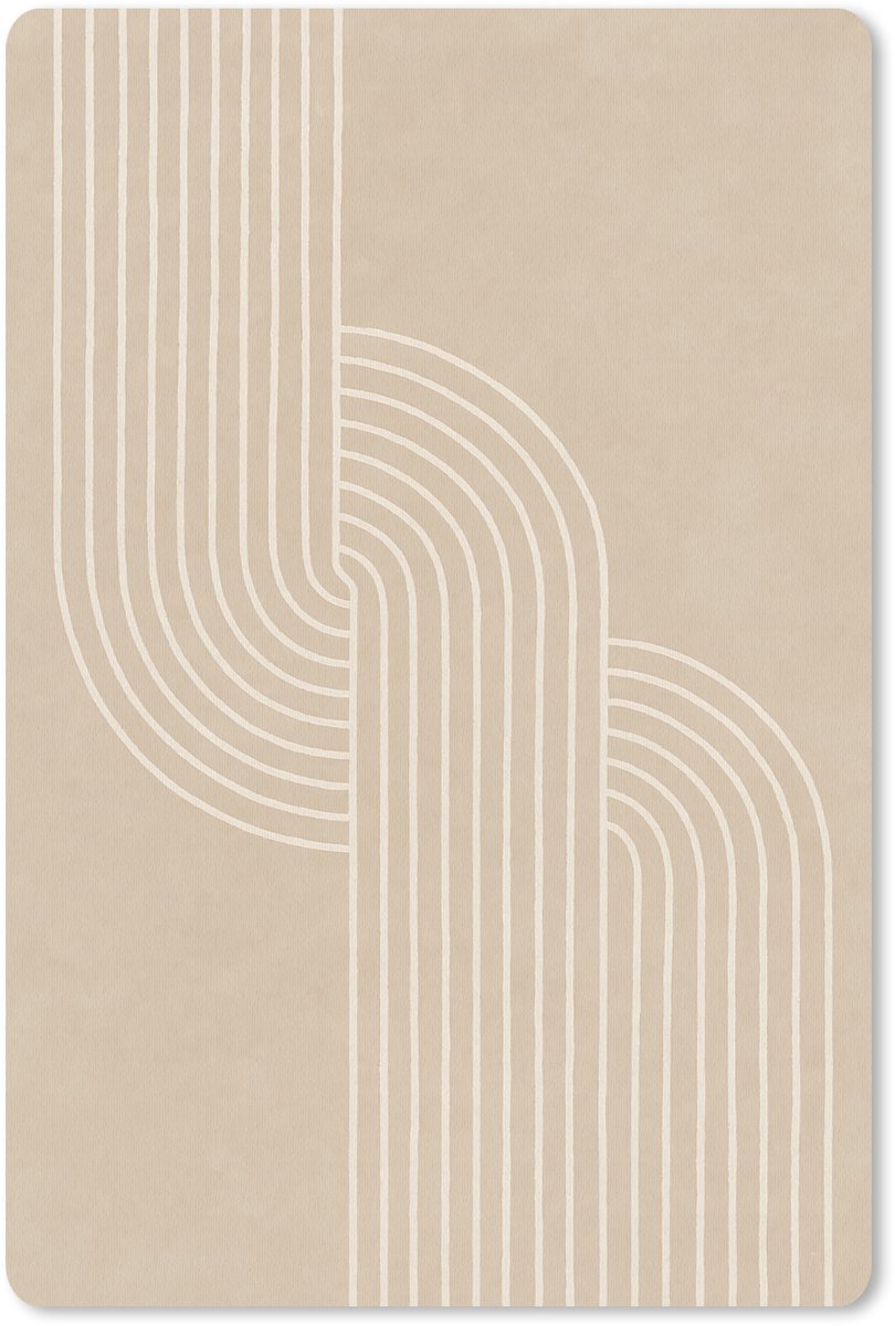 Muismat 18x27 cm - Mousepad Parallelle lijnen - Lichte textuur - Beige - Muismatten