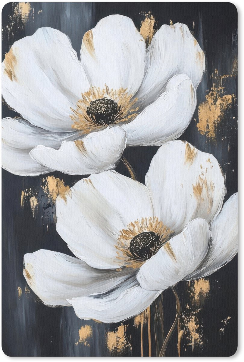 Muismat 18x27 cm - Mousepad Bloemen - Wit - Abstract - Muismatten