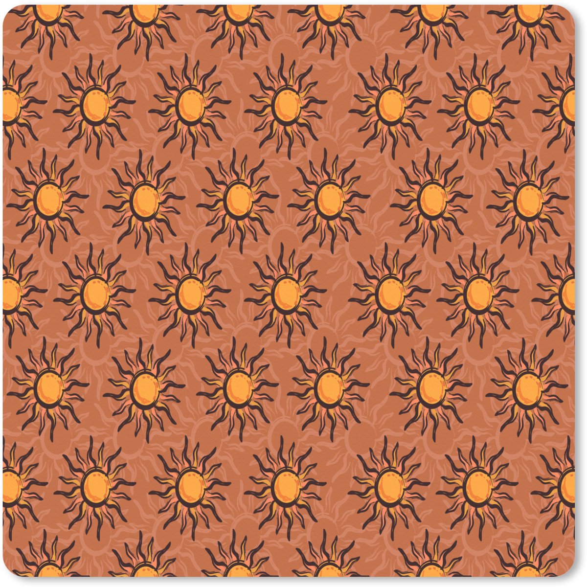Muismat XXL 80x80 cm - Bureau onderlegger - Bureau mat Kust - Zonnig - Bruin - Oranje - Bureaumat - Gaming mousepad xl - Bureaulegger groot - Computer deskmat
