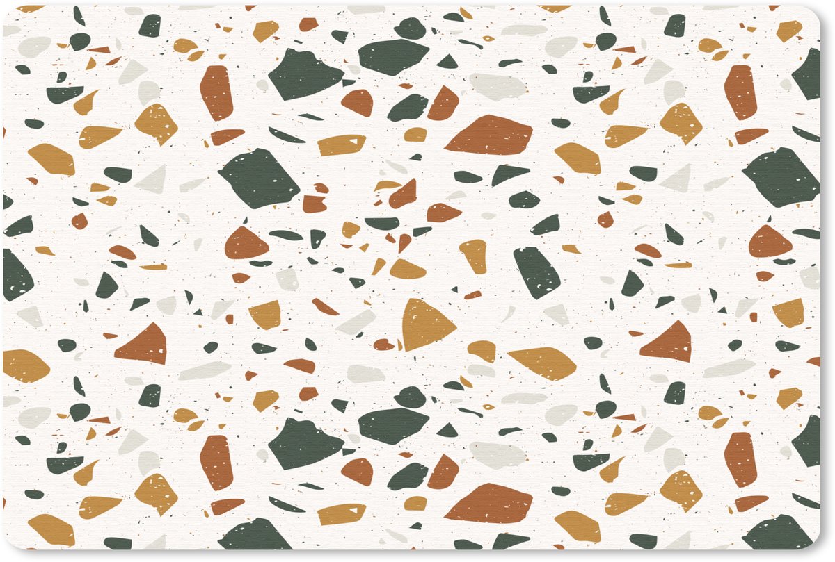 Muismat 27x18 cm - Mousepad Terrazzo - Patroon - Wit - Terra - Muismatten