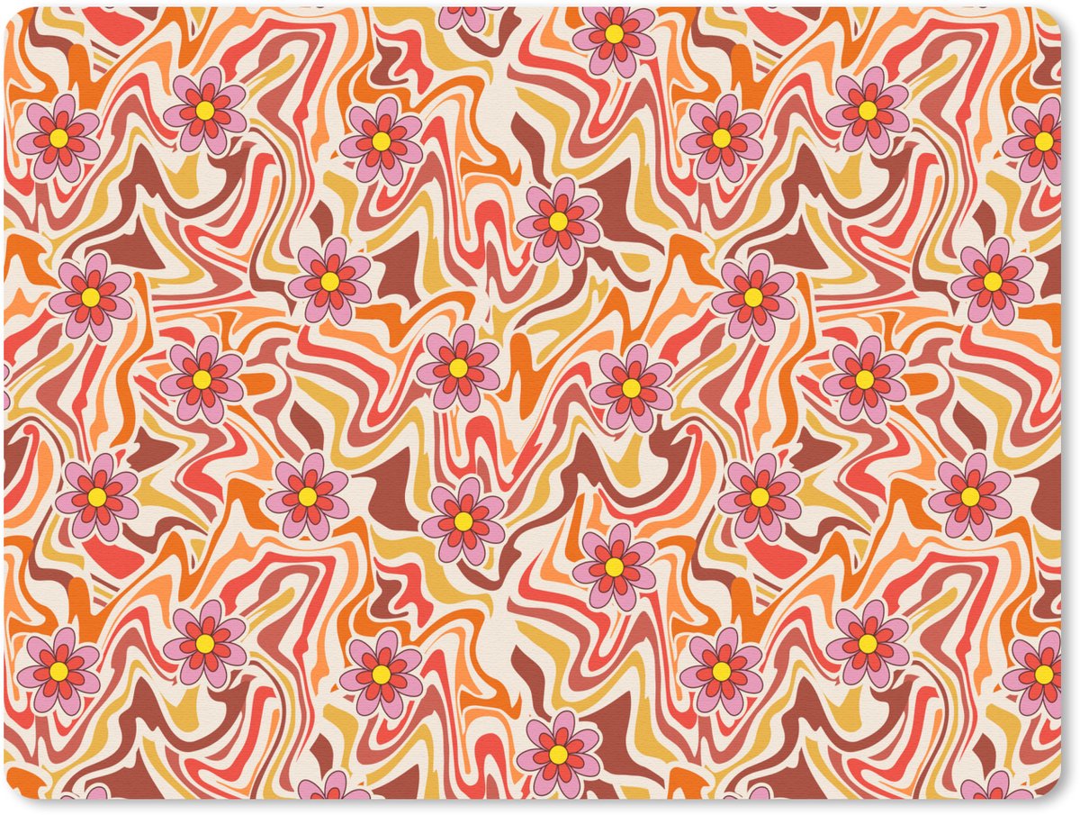 Muismat 23x19 cm - Mousepad Retro - Bloemen - Patroon - Muismatten