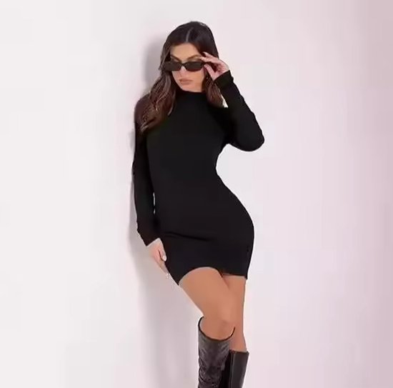 Slim Fit Dames Jurk - Aansluitend - Lange Mouwen - Dress - Maat M