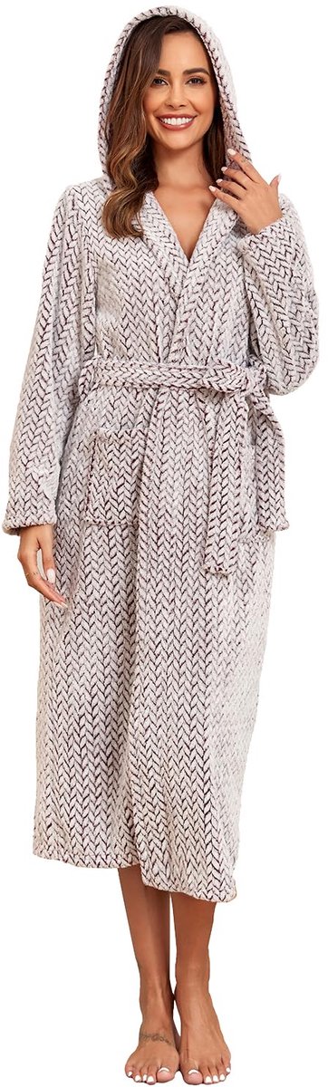 Dames Pluche Badjas met Capuchon - Voor Snelle Warmte - Voor Thuis