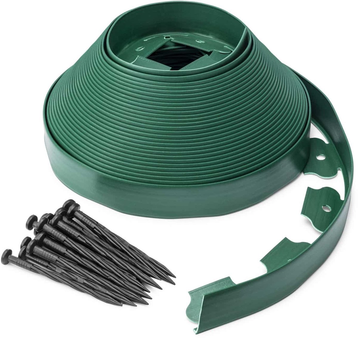 MOOWY Gazonrand Groen (20m x 45mm) met Bevestigingspinnen - Flexibele Border voor Gazons en Bloembedden