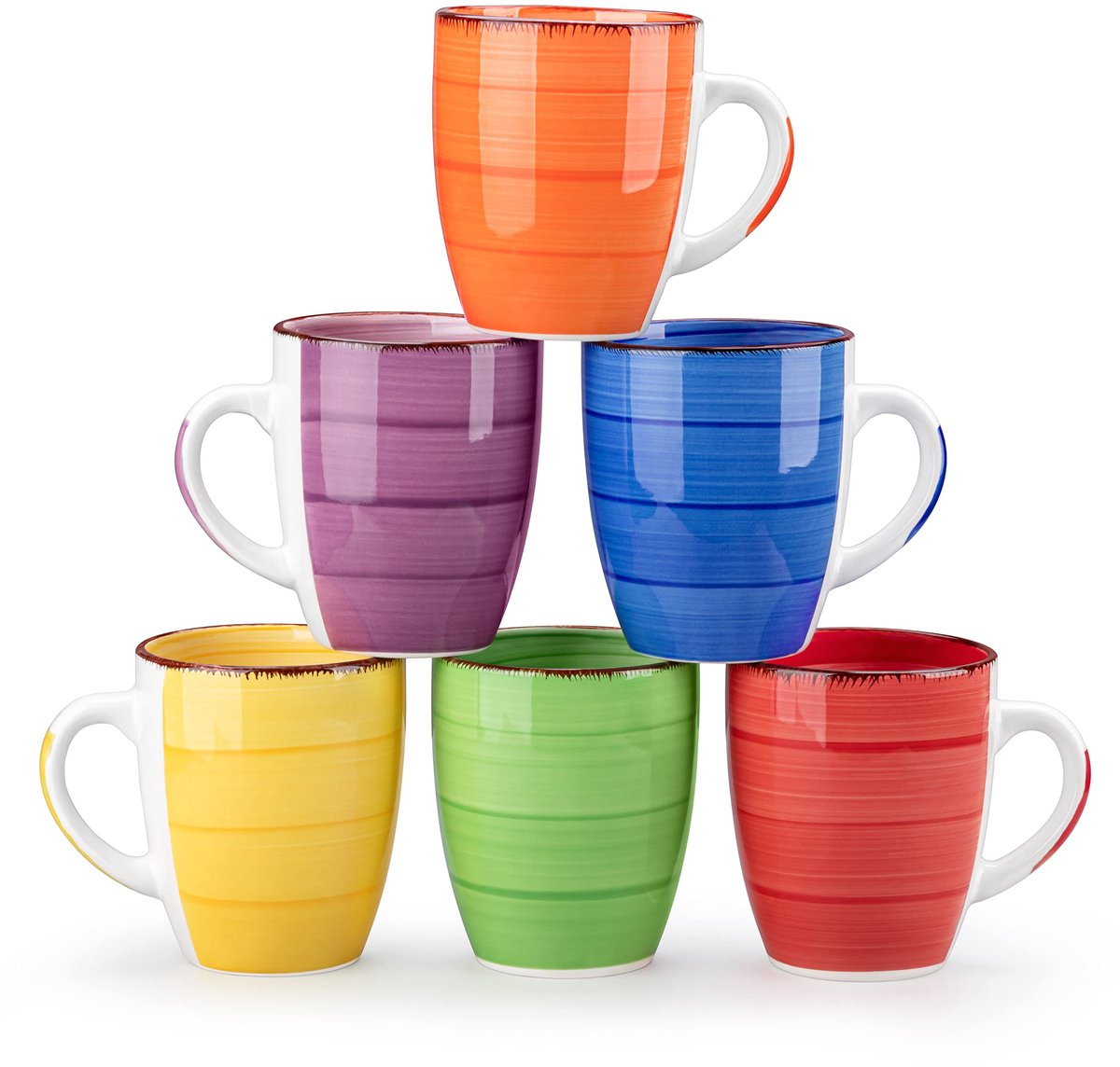 Koffiebekers Steengoed - 6-delige Set - Met Oor - 350 ml