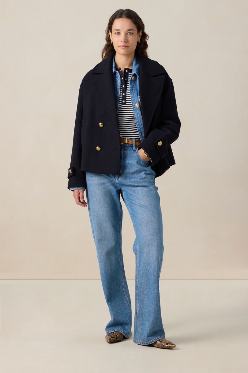 Sissy-Boy - Donkerblauwe wollen peacoat jas