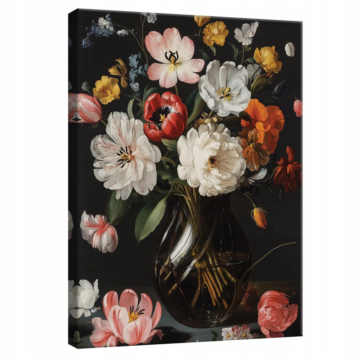 WALLARENA Canvas schilderij - 120x80 cm - moderne zwarte bloemen voor slaapkamer muur multikleurig