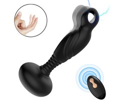 Elektrische schok anale plug, mannelijke anale vibrator, seksspeeltje met 3 elektrische schokken en 10 draaiingen, roterende vibratiemodus, prostaatmassager met afstandsbediening, mannelijk anaal plug speeltje, geschikt voor lesbiennes