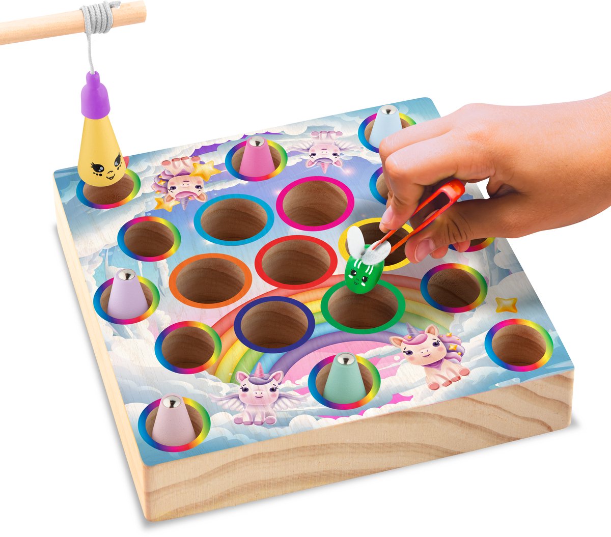 Unicorn Montessori Bord - 2in1 Visspel - Vormen & Visspel - Magneet spel – Houten speelgoed – Sensorisch – Sorteerspel – Activiteitenbord – Peuter Speelgoed – Jongens – Meisjes – Kind – 3 jaar – 4 jaar – 5 jaar – 6 jaar - Joya Creative — afbeelding 5