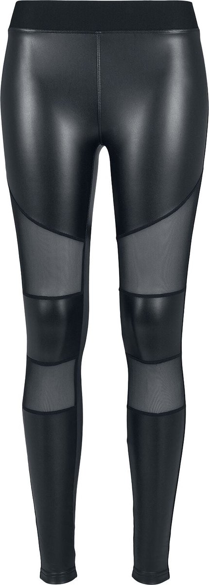 Urban Classics Tech Mesh Faux Leather Dames Legging – XS Zwart