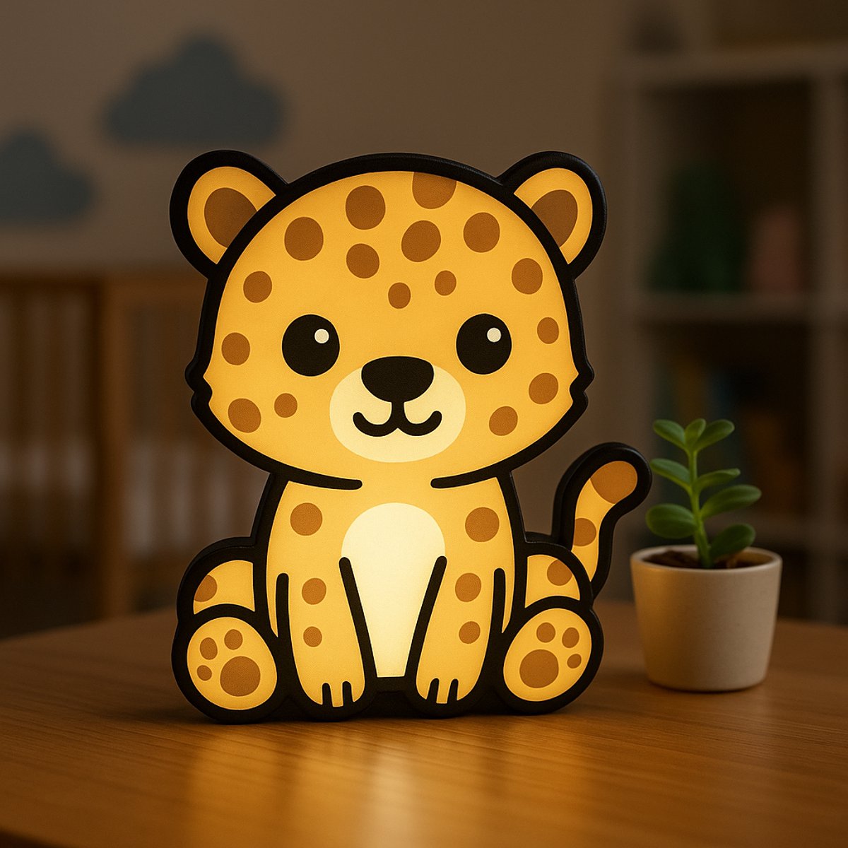 Cartoon Panter Nachtlampje – Schattige Lightbox voor Kinderen – USB – 3D Geprint – Perfect