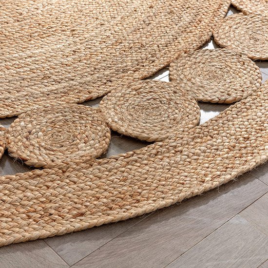 Vipanth Exports Rond jute tapijt in verschillende maten en kleuren boerderij tapijt voor woondecoratie (bruin, 275 cm x 275 cm