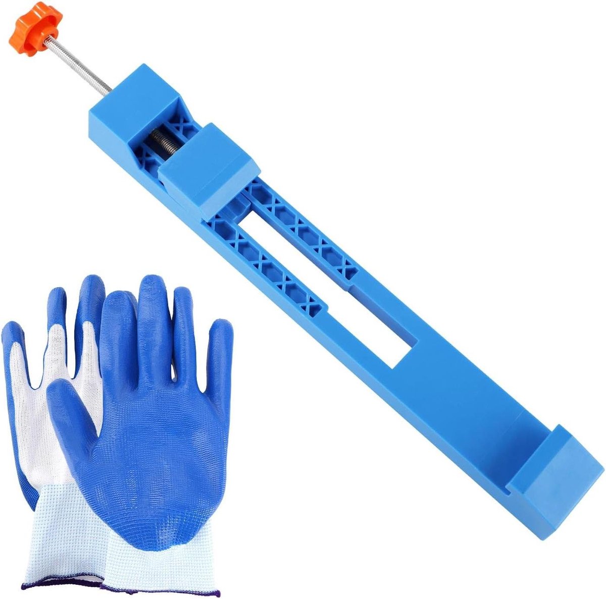Allecto Plus - Verstelbare Snijmachinegeleider voor Cirkelzaag - Met Handschoenen - Blauw - Elektrische Cirkelzaagfreespositioneringsklem - Snijtaken - Professionele Precisiegids