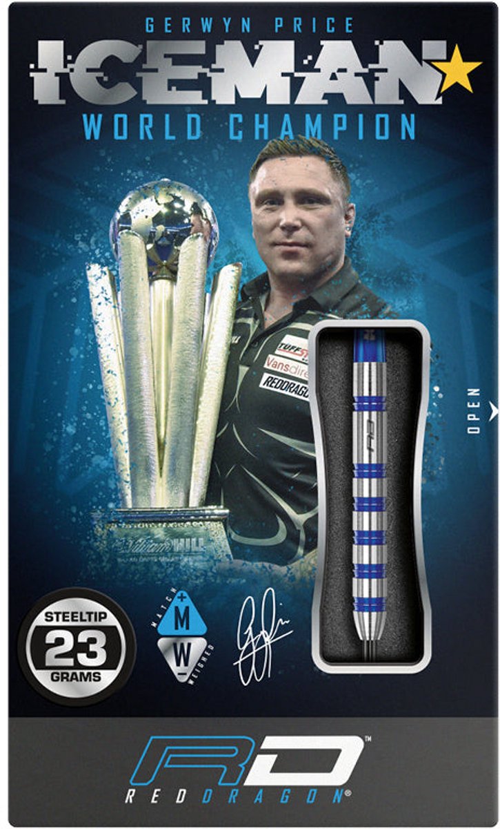 RED DRAGON - Gerwyn Price Iceman Challenger Steeltip Tungsten Dartpijlen Professioneel - 23 gram
