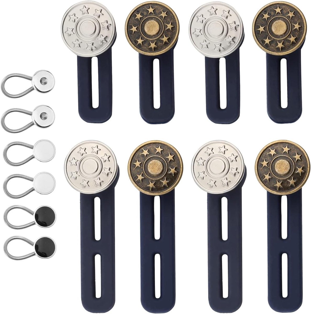 Allecto Plus - Tailleband Verlengers Set voor Broeken - Praktisch en Schattig - Zwangerschap en Heren Dress Shirts - Heren en Dames - 14 stuks