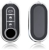 Fiat Car Key Cover Durable TPU Key Cover - Car Key Case - Convient pour Fiat 500 - noir - A3