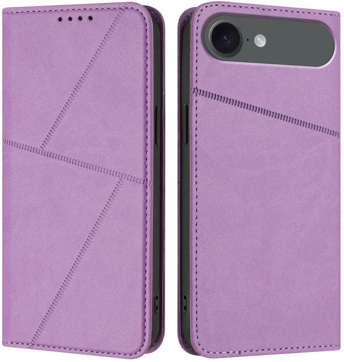 Mobigear Telefoonhoesje geschikt voor Apple iPhone Air Hoesje | Mobigear Frosted Flip Bookcase Portemonnee | Pasjeshouder voor 2 Pasjes | Telefoonhoesje voor Pinpas / OV Kaart / Rijbewijs - Paars