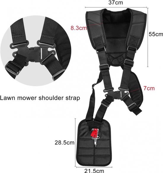 Bosmaaier Harnas - Draagharnas Voor Bosmaaier Gras Trimmer - Gewatteerde Riem Schouderriem Trimmer - Schokbestendig Schouderkussen - Schouder Riemen - Nylon Riemaccessoire - Verstelbare Bandjes - Tuin Borstel Cutter - Gras Trimmer - Zwart van Bosma — afbeelding 3