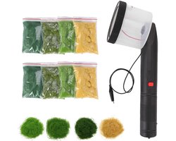 elektrostatisch grasplantapparaat - met antislip handvat - ABS-materiaal - met kunstgraspoeder*8 - geschikt voor plantenmodellen, architectuurmodellen, landschapsmodellen