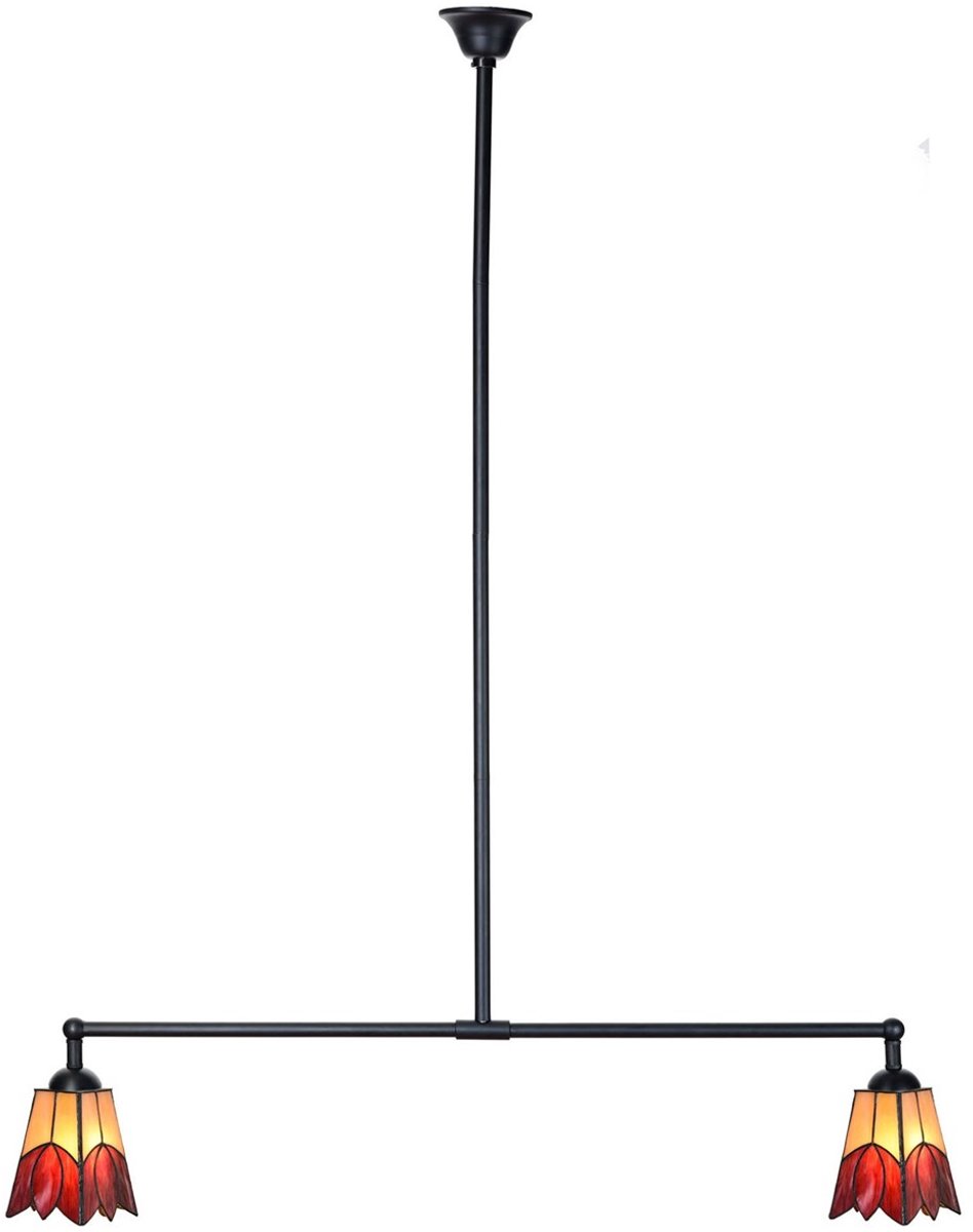 Coloured by Art Tiffany T-lamp 2 lichts Fleur de Vanneau Kievitsbloem - Art Deco Trade Rood