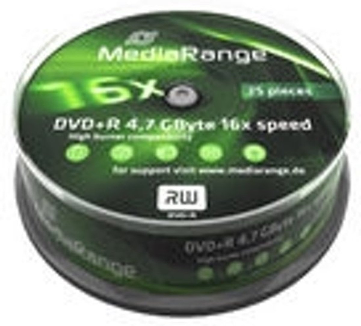 DVD+R MediaRange 4.7GB 25pcs Spindel 16x - dvd - 4260057125057