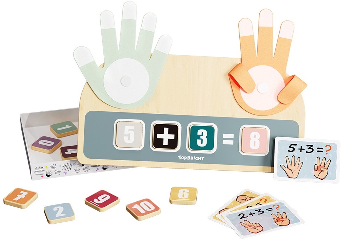 TopBright Finger Math Leren Tellen Speelgoed - Houten cijferblokjes - vanaf 3 jaar