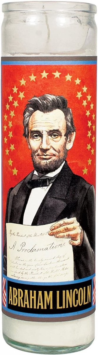 Abraham Lincoln Secular Saint Candle - 8.5 Inch Glass Prayer Votive - 0814229004264