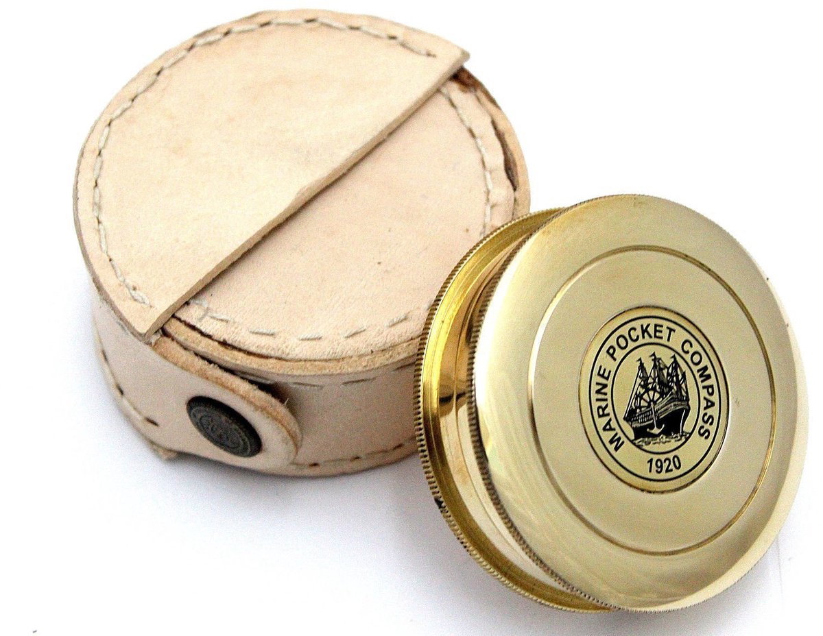 Messing Gedicht Kompas met Lederen Case - Vintage Home Decor Geschenken - Uniek Geschenk