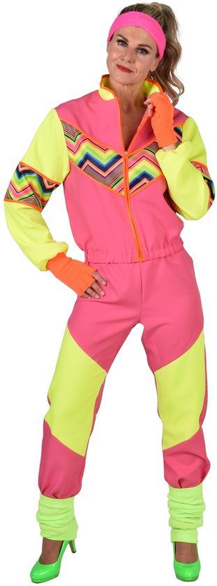 Party Trainingspak Dames Pink/Geel Neon Premium - Maat 2XL/3XL