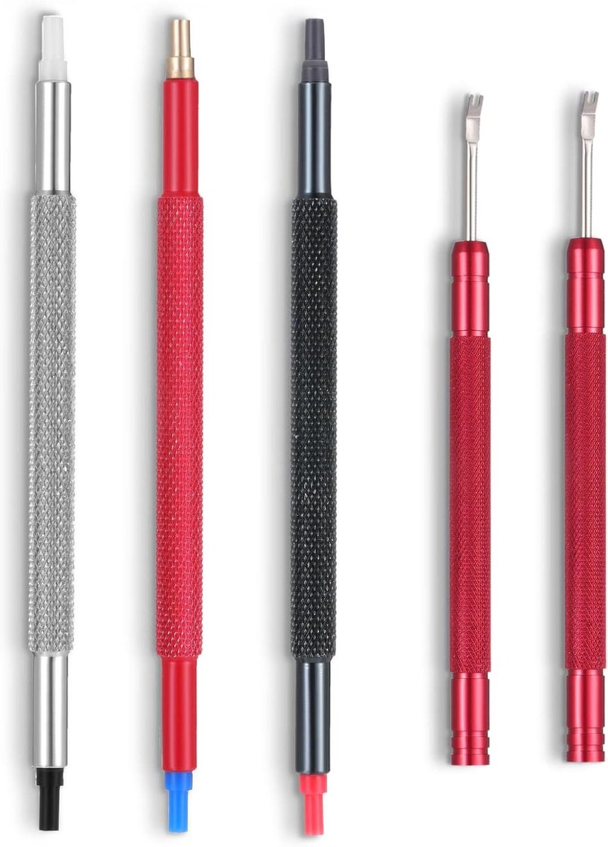 Allecto Plus - 5-delige Horloge Handen Reparatie Set van Roestvrij Staal in Zwart - Horloge Hand Setting Tool Kit - Handige Pusher Set voor het Aanpassen van de Wijzers - Lengte 9.4cm - 3.7in