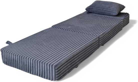 Pillows24 Vouwmatras 195 x 75 x 15 cm, met afneembare overtrek en handgrepen, gastenmatras, inklapbaar, Oeko-Tex, opvouwbaar matras voor gasten, kinderen of reizen, grafiet