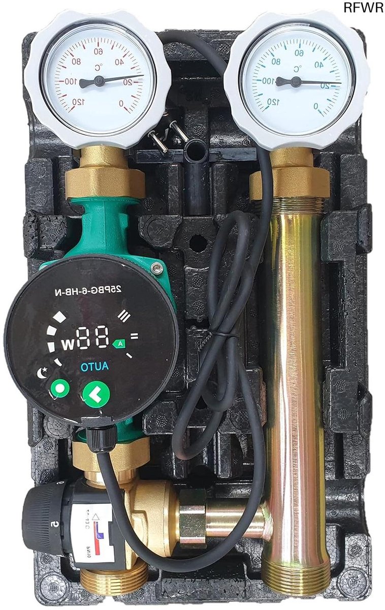 RFWR® Pompgroep voor vloerverwarming met thermostaat en efficiënte lamp 25/6 - 20-43 graden C