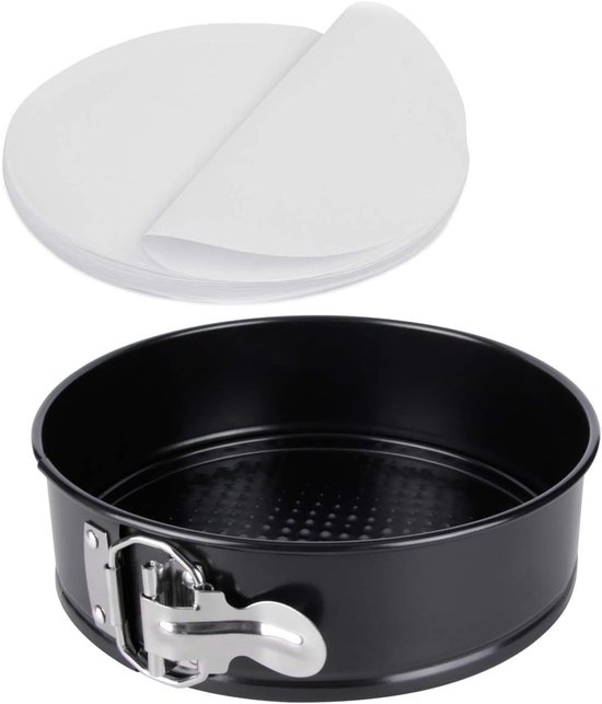Moule à Charnière Inox 23cm Anti-Adhésif Fond Amovible + Tampon Silicone - Idéal Cheesecake Et Gâteaux