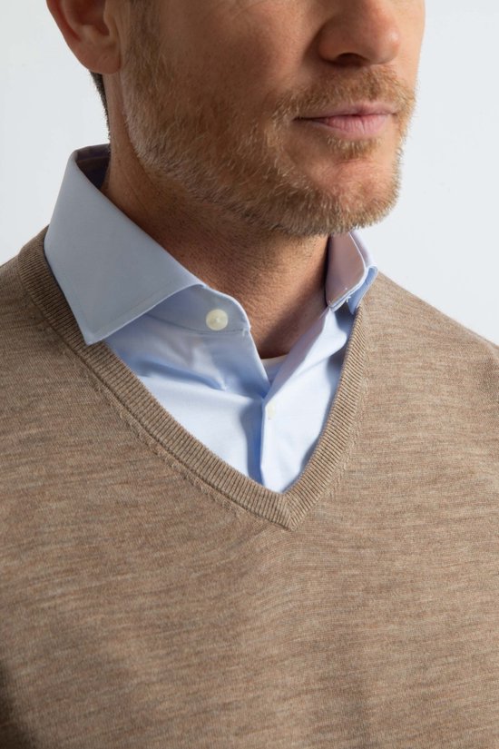 Pull Steppin' Out Col V Laine Mérinos Taupe - Taille 3XL - Homme