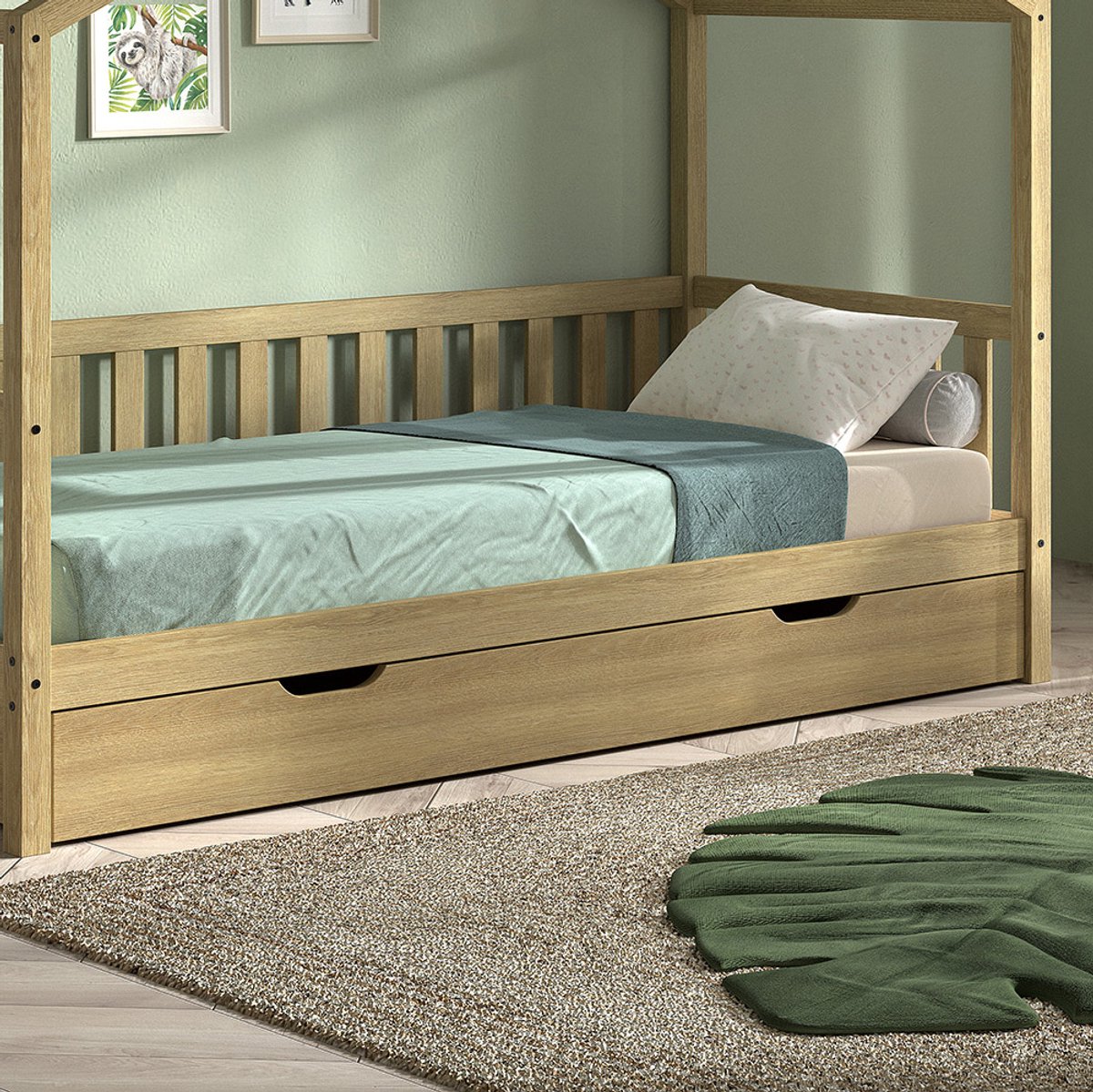 Bedlade Dallas - Massief Eikenhout - Vipack - Bedlades - Bruin - Hout