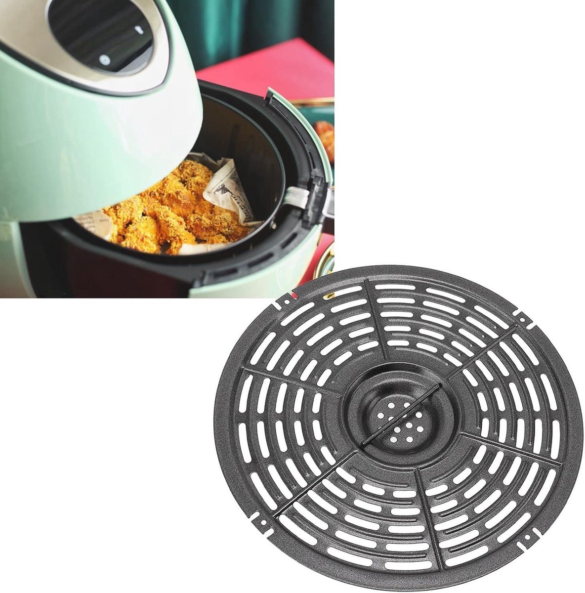 Moljaus Gitter für heißluftfritteuse Grillrost heißluftfritteuse WICHTIG: AIRFRYER mit MINDESTENS 27 cm DIAGONALE erforderlich Airfryer Rack kompatibel mit Cosori Dual Blaze Cosori Turboblaze