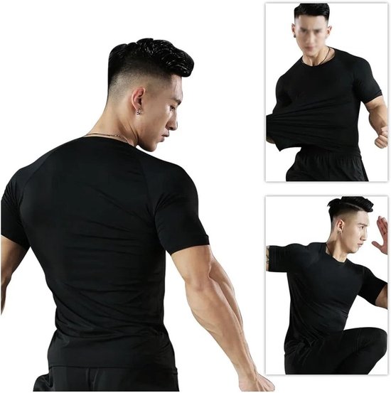 Compressieshirts voor Heren - Cool Dry Korte Mouwen Sport-T-shirts - Atletisch Trainingshirt (L) — afbeelding 5