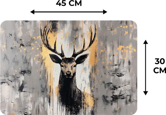 Un set de table de 45x30 cm avec un cerf aux accents dorés.