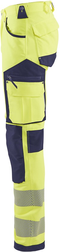 Pantalon de travail Blaklader High Vis avec stretch 4-way sans poches à clous 1197-1642 - Jaune Haute Visibilité/Bleu Marine - D92
