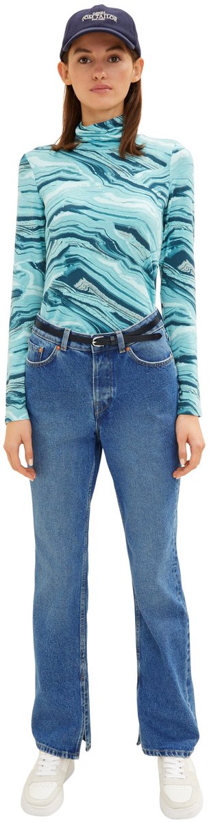 Tom Tailor Denim - TTPAULA smalle leren riem met afgeronde gesp - Maat 75 - navy uni