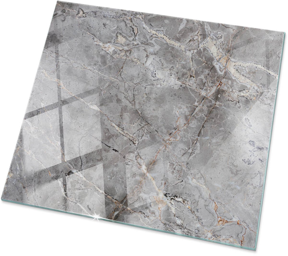 Tulup Tafelblad Glas - Natuurlijk Marmerpatroon Glazen Plaat - 60 cm x 60 cm - Grijs Glasplaat Tafel - Vierkant Tafelblad Glas - Gehard Glazen Tafelblad Voor de Eettafel in de Eetkamer - Gehard Glas