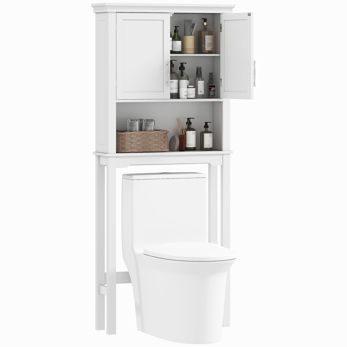 Kleankin-Wastafel boven het toilet - MDF - 71x20,5x165cm - Wit