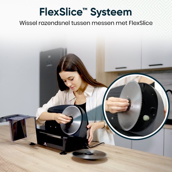 Fleau Kitchen Snijmachine - Inclusief 2x RVS Snijblad - Broodsnijmachine - Vleessnijmachine - Allessnijder - Elektrisch - Krachtig