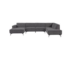 Tower Living U-bank Leeds Chaise L - 2 5 - Ottoman R - City 464 Black Blue