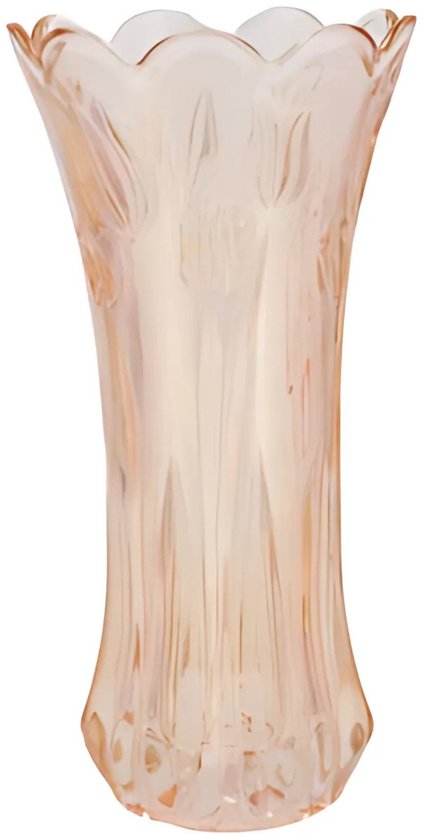 DK Design Bloemenvaas Delight - boeket vaas - glas - pastel oranje - 11 x 20 cm