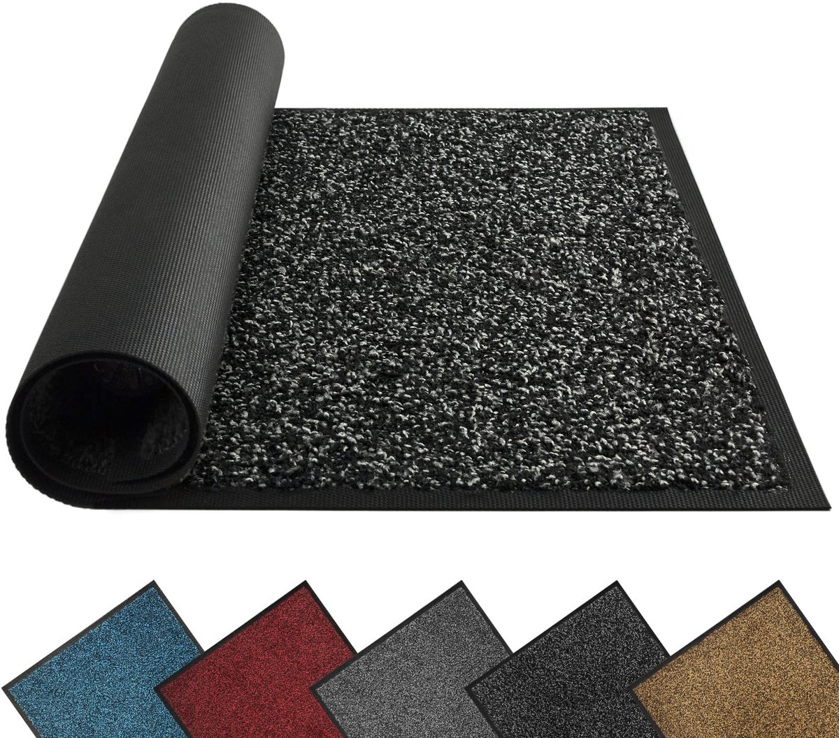 Ibenzoa Absorberende en Antislip Deurmat voor Binnen en Buiten, 40 x 60 cm, Zwart, Wasbaar