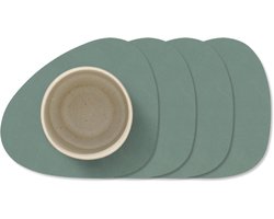 LIND DNA Onderzetters Nupo - Leer - Pastel Green - 13 x 11 cm - 4 Stuks
