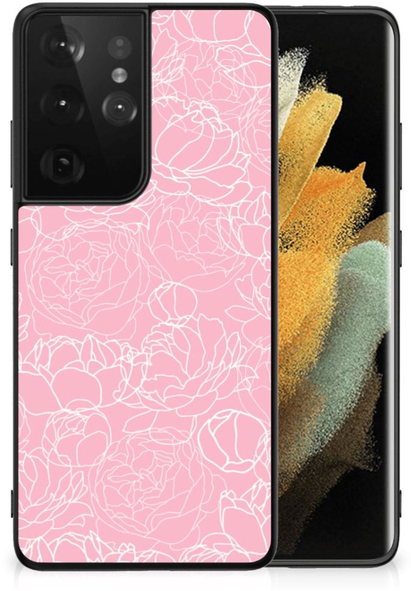 Samsung Galaxy S21 Ultra Bloemen Hoesje White Flowers